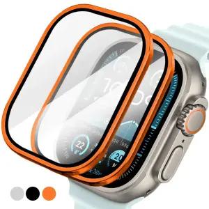 2매입 애플워치 울트라 3 2 1 세대 공용 풀커버 강화유리 액정보호 필름 클리프 메탈 베젤링