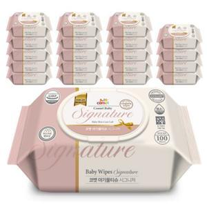 코멧 저자극 시그니처 아기 물티슈 캡형 엠보싱 100매 20팩 대용량 도톰한 신생아