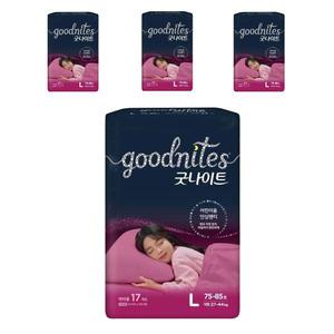 굿나이트 팬티형 여아 4단계 대형 17매 4팩 어린이용 야뇨 안심팬티 샘방지 피부보호