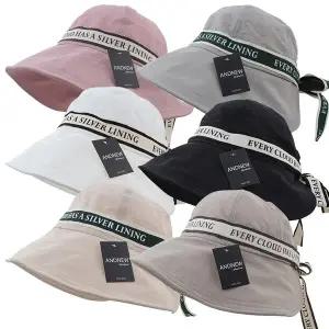 [마메든]경량 와이어챙 레터링 리본 벙거지 시원한 여름 엄마 중년 여성모자/AN-B06