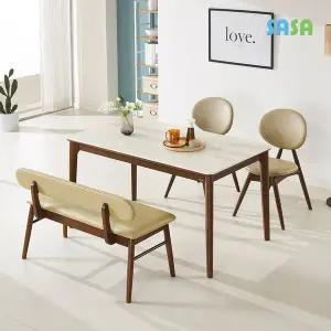 [SASA]데코라인(매장상품) 에필로그 원목세라믹 4인식탁(의자2+벤치1)