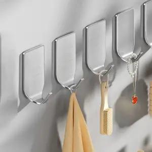 40000KM 무타공 접착식 스텐 벽걸이 스틸 후크(8EA) (총 2개)