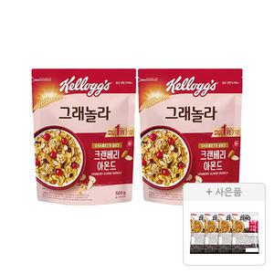 켈로그 크랜베리 아몬드 그래놀라 500g, 2개 + 증정(프로틴 그래놀라 제로슈거 40g, 4개)
