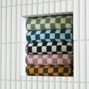 바나코 체커보드 예쁜 세면 핸드 타월 수건 Green 1P