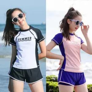 삐삐네옷가게 여아 수영복 summer 스포티 반팔  래쉬가드 상하세트