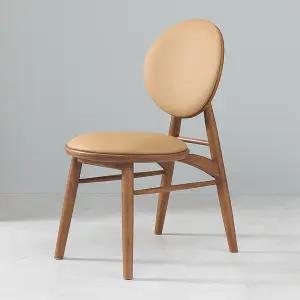 [우아미가구]아다하 원목 PU 가죽 원형 등받이 의자