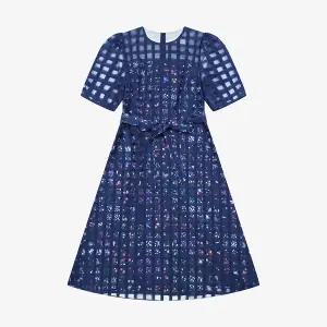 [롯데백화점]베스띠벨리 플라워 체크 메쉬 반팔 원피스 BKOAE2539