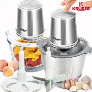 유리 + 스텐볼 2L 대용량 멀티 전동 다지기 초퍼 야채 고기 마늘 양념 분쇄기 거품기 박피기 쵸퍼 믹서기