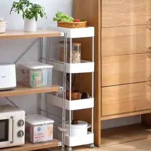 론도 모던 이동식 4단 트롤리 선반 주방 카트 사이드 테이블