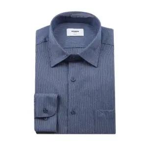 [갤러리아] (긴소매 일반핏) 밑단일자, 따뜻한 기모 트윌 핀스트라이프 셔츠 RPWSG0052BU