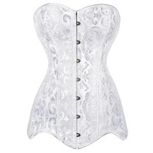여성용 모래시계 롱라인 오버버스트 코르셋 스틸 본드 블랙 화이트 롱 몸통 뷔스티에 탑
