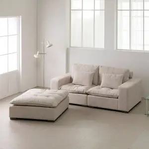 트리플 웨스턴 구스 패브릭 3인+스툴 소파 (쿠션증정)