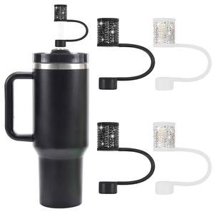 스탠리 컵 액세서리 세트, 블링 다이아몬드 빨대 커버 4개, 텀블러 포함 30&40온스용 캡, 텀블러용 뚜껑 0.4인치, 토퍼 10mm용 (4Pcs 색상 K)