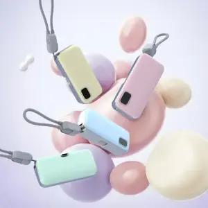 넥스트유 썬드라 BC2 도킹형 5000mAh 고속 충전 보조배터리 기내반입 휴대용 C타입 동시충전 잔량표시 LCD 초슬림 파스텔 4가지색상