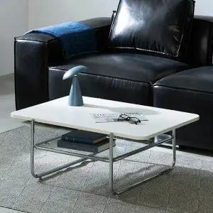 인터데코 감각적인 화이트 스틸 쇼파테이블 90cm (사각) TP1117
