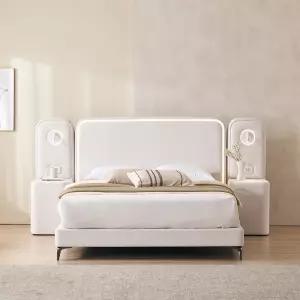 일마레하우스 엔 SS 호텔식 조명 패브릭 침대 프레임