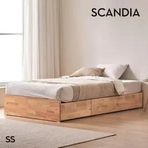 스칸디아 레임 3단 빅서랍 무헤드 원목 수납 침대 매트제외-슈퍼싱글)