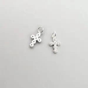 비즈팡 [SVP-25-07] 순은펜던트 실버925 큐빅알알십자가 7x12mm+O링 두께1.7mm ,1개