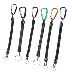 낚시대 분실방지 카라비너 스프링 줄 낚시 등산 다용도 이탈방지 끈 안전고리 열쇠고리 4개