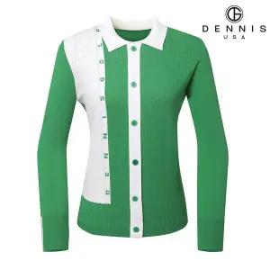 [데니스골프][DENNIS] 26SS신상 여성 울 블렌디드 쁘띠카라 레터링 니트가디건_HD4SLSP993