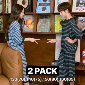 마밤 MSMV 2PACK 알뜰팩 모드S/T 아동 주니어 잠옷 내의 초등 실내복 링거 7부 세트