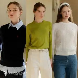 [앱10 ][U.S POLO ASSN.] 26SS 플러피코튼 라운드니트 3종 여성