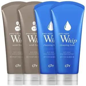 누적판매 400만 C2Y 퓨어 휩 폼클렌징 120ml x4개 (아쿠아휩/화산송이/그린티) 3종 클렌징 폼