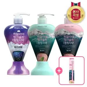 죽염 히말라야 핑크솔트 펌핑치약 285g 2개 (3종 택1) +페리오핑크솔트 담은칫솔(부드러운) 1입