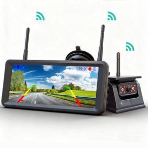 QXNY 무선 태양광 자석 후방 카메라 7인치 후방 DVR 녹화 모니터 캠퍼/트럭/트레일러용