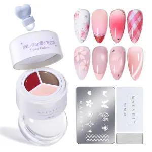 마카르트 5-in-1 네일 아트 젤 ColorPot 3 컬러 폴리시 스탬핑용 스탬프 프렌치 팁 옴브레 페인팅 홈