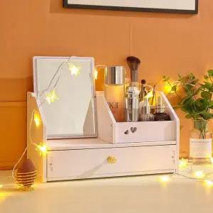 사이드테이블 테이블 협탁 침대 미니 소형 수납 거울 포함 화장품 수납함 데스크탑 정리함 메이크업 립스틱