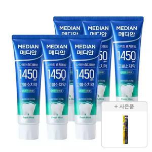 메디안 1450고불소치약 프레쉬민트 100g, 6개 + 증정 ( 듀얼이펙션 칫솔 1입,1개)