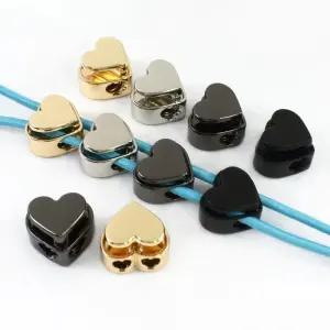 미티 10개입 4mm 하트 모양 금속 코드락 로프 스토퍼 의류 교체용 후드 가죽 가방 DIY 공예용