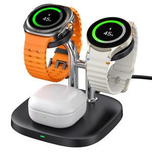 SwanScout 704S 듀얼 워치 충전기  8 클래식 무선 스테이션 갤럭시 울트라 7 6 5 및 버즈 3용