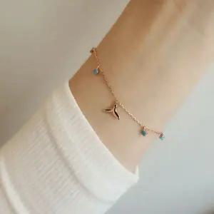 S5117 여성 터키석 유니크 돌고래 팬던트 팔찌 데일리 은팔찌 실버925