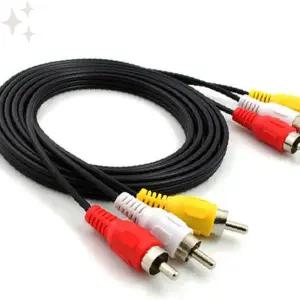 삼색 영상 음성 연결선 홈시어터 오디오 비디오 신호 전송용 검정 케이블