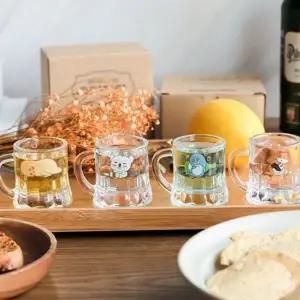 귀여운 홈술 유리 맥주 소주 잔 레트로 선물 미니맥주잔 홈술용품