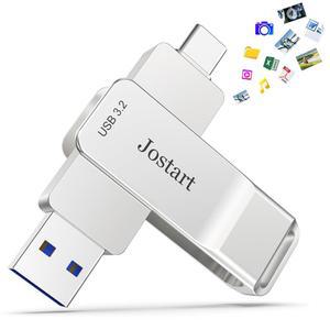 [미국배송] JOSTART USB C 플래시 드라이브 1TB 500MB/S 고속 엄지 드라이브 3.2 + 타입 듀얼 IPHONE15 /16 /PS4 /태블릿 /노트북 /PC 데이터 백업용 휴대용 메모리 스틱 슬리버