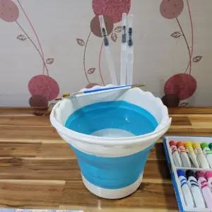 대용량 접이식 미술물통 원형 미술물통 물감물통 수채화물통 접이식물통