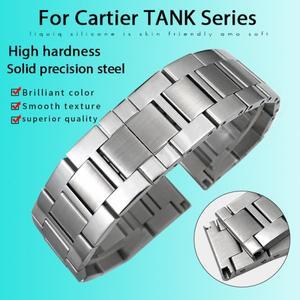 까르띠에 탱크 솔로 시리즈용 스테인리스 스틸 시계 밴드 금속 방수 스트랩 선물 도구 19mm 316L