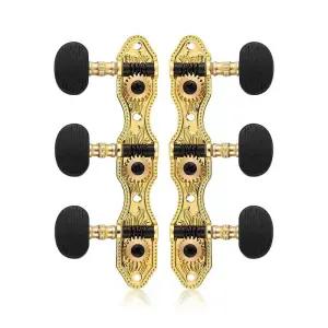 기타헤드머신 클래식 기타 튜닝 키 페그 금 블랙 노브 세트용 머신 헤드