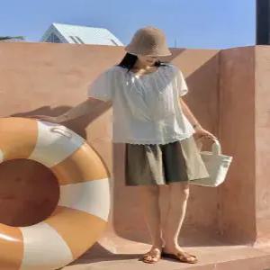 버튼핀턱 썸머 뒷밴딩 반바지 (3 color) 아이스소재