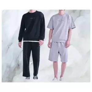 게스 언더웨어 코튼테리 남성 이지셋업 4종 긴팔긴바지반팔반바지세트 438267