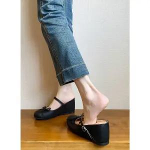 샌들 뮬 플랫폼 리본 통굽 8cm 키높이 통굽