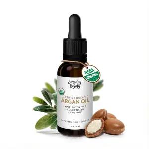 아르간 오일 100 순수 콜드 프레스 정제되지 않음 USDA 인증 유리 방울이 달린 앰버 병 모발 얼굴 및