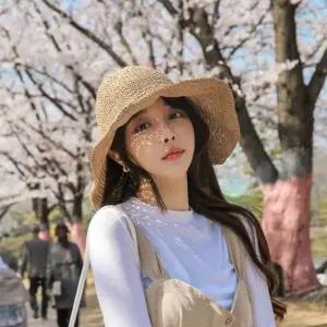 밀짚 플로피 와이어햇/버킷햇 챙넓은 여름 여자 모자