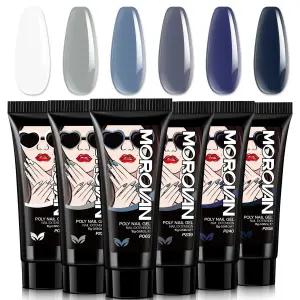 모로반 폴리 젤 네일 키트 스타터 세트 - 초보자를 위한 6가지 생생한 색상 DIY 살롱 익스텐션 전문가용