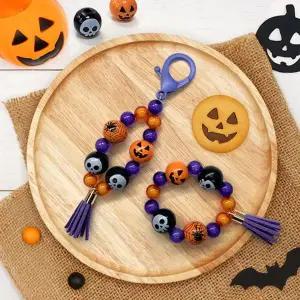 할로윈 JVR006D8 나무비즈 팔찌 키링 만들기(5인묶음포장)