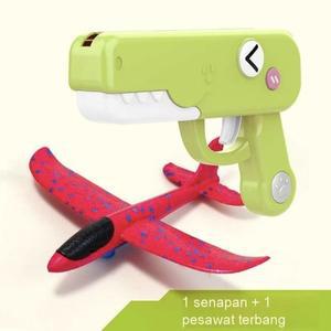 야외 게임용 공룡 모양 폼 비행기 장난감 총 원클릭 발사 실내외 겸용 3색