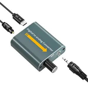 볼륨 제어 기능이 있는 92kHz 광35mm 디지털아날로그 오디오 변환기 SPDIF 케이블과 RCA 된 알루미늄